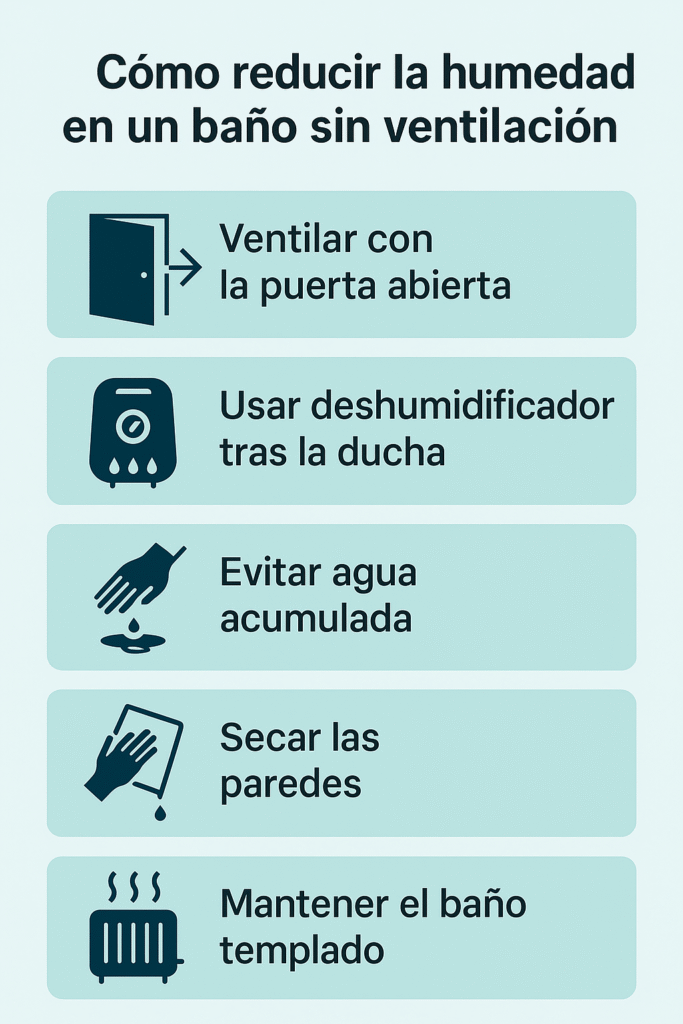 cómo reducir la humedad en un baño sin ventilación