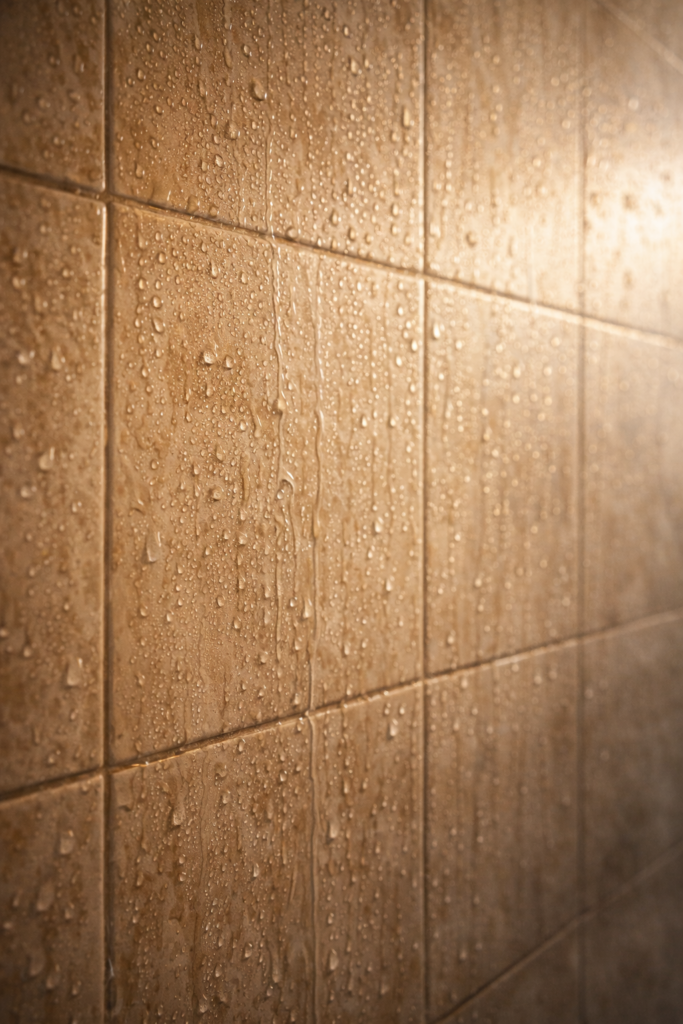 paredes del baño con condensación y humedad