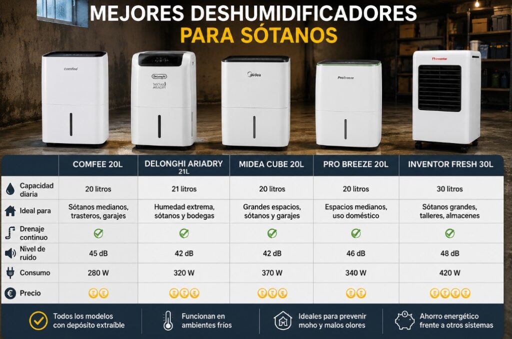 mejores deshumidificadores para sótanos